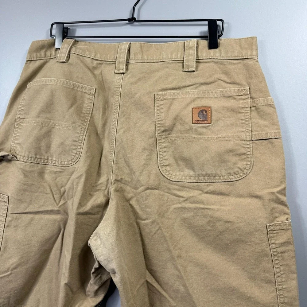 Carhartt Cargo Shorts Mens 38 Beige Canvas Carpenter Workwear Original Fit